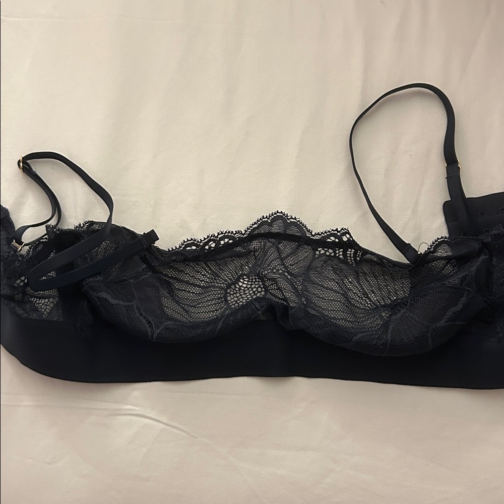 Navy lace balconette